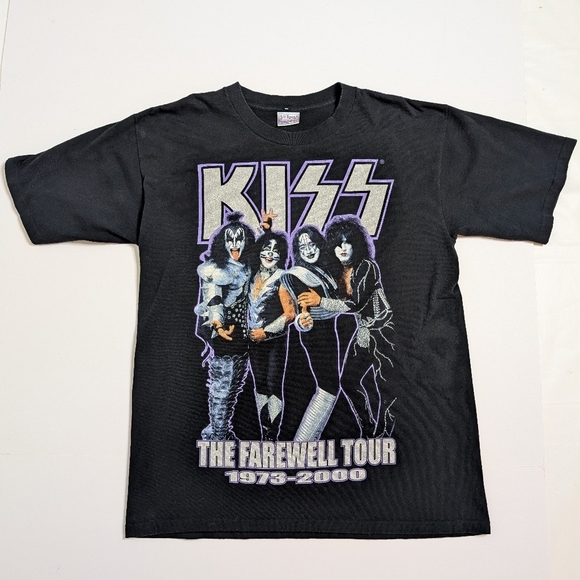Vintage KISS The Farewell Tour 1973-2000 Single Stitch Short Sleeve Tee Size L - Picture 1 of 12